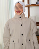 Classic Buttoned Parachute Trench Coat – Beige