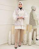 Layered Patterned Poplin Shirt – Beige & White