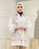 Layered Patterned Poplin Shirt – Beige & White