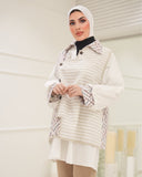 Layered Patterned Poplin Shirt – Beige & White