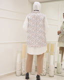 Layered Patterned Poplin Shirt – Beige & White