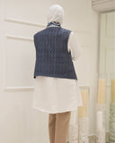 Layered Vest Poplin Shirt – White & Navy