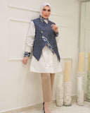Layered Vest Poplin Shirt – White & Navy