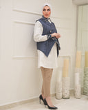 Layered Vest Poplin Shirt – White & Navy