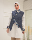 Layered Vest Poplin Shirt – White & Navy