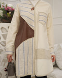 Patchwork Cotton Viscose Shirt – Beige & Brown