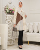 Patchwork Cotton Viscose Shirt – Beige & Brown