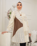 Patchwork Cotton Viscose Shirt – Beige & Brown