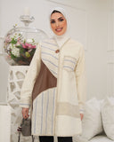 Patchwork Cotton Viscose Shirt – Beige & Brown
