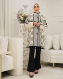 Patterned Cotton Viscose Shirt – Black & White