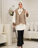 Sequin Vest Layered Poplin Shirt – White & Gold