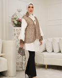 Sequin Vest Layered Poplin Shirt – White & Gold