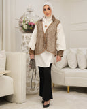 Sequin Vest Layered Poplin Shirt – White & Gold