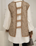 Sequin Vest Layered Poplin Shirt – White & Gold