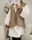 Sequin Vest Layered Poplin Shirt – White & Gold