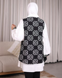 Layered Poplin Shirt with Contrast Panel – Black & White