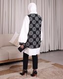 Layered Poplin Shirt with Contrast Panel – Black & White