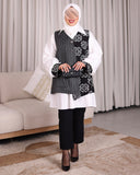 Layered Poplin Shirt with Contrast Panel – Black & White