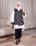 Layered Poplin Shirt with Contrast Panel – Black & White