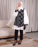 Layered Poplin Shirt with Contrast Panel – Black & White