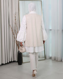 Contrast Panel Turkish Linen & Poplin Shirt – Grey