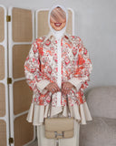 Viscose Cotton Zip Shirt – Beige & Coral