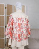 Viscose Cotton Zip Shirt – Beige & Coral