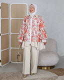 Viscose Cotton Zip Shirt – Beige & Coral
