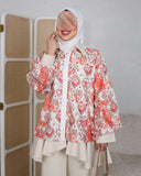 Viscose Cotton Zip Shirt – Beige & Coral
