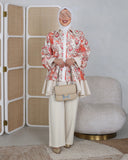 Viscose Cotton Zip Shirt – Beige & Coral