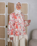 Viscose Cotton Zip Shirt – Beige & Coral