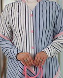 Contrast Striped Poplin Shirt – Blue Pink