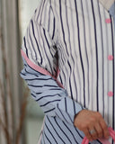 Contrast Striped Poplin Shirt – Blue Pink