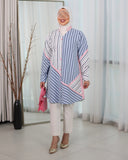 Contrast Striped Poplin Shirt – Blue Pink