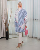 Contrast Striped Poplin Shirt – Blue Pink