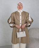 Pleated Detail Cotton Shirt – Beige