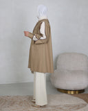 Pleated Detail Cotton Shirt – Beige