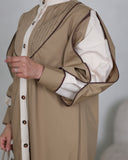 Pleated Detail Cotton Shirt – Beige