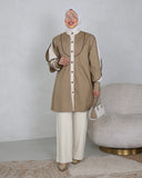 Pleated Detail Cotton Shirt – Beige