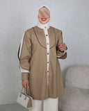 Pleated Detail Cotton Shirt – Beige