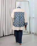 Viscose Cotton Zip Shirt – Beige & Navy
