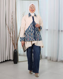 Viscose Cotton Zip Shirt – Beige & Navy