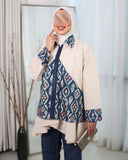 Viscose Cotton Zip Shirt – Beige & Navy