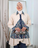 Viscose Cotton Zip Shirt – Beige & Navy