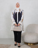 Abstract Viscose Cotton Zip Shirt – Beige & Black