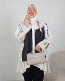 Abstract Viscose Cotton Zip Shirt – Beige & Black