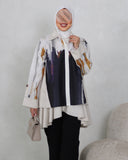 Abstract Viscose Cotton Zip Shirt – Beige & Black