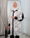Floral Contrast Cotton Shirt – Black & White
