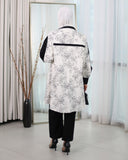 Floral Contrast Cotton Shirt – Black & White